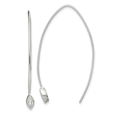 Sterling Silver Threader Earrings with Marquise Cut Cubic Zirconia, Minimalist Dangle Design