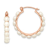 Sterling Silver Hoop Earrings with White Freshwater Pearls, Classic Feminine Design
