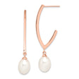 Sterling Silver Teardrop Earrings with Freshwater Pearls, Rose Gold Finish, Modern Minimalist Design