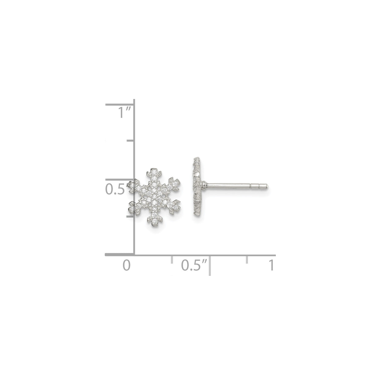 Sterling Silver Snowflake Stud Earrings with Cubic Zirconia, Winter Holiday Jewelry for Women