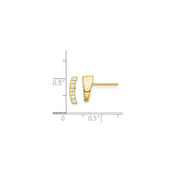 Sterling Silver Curved Bar Stud Earrings with Cubic Zirconia, Minimalist Polished Style
