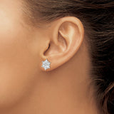 Sterling Silver Flower Stud Earrings with Marquise and Round Cubic Zirconia