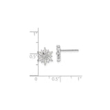 Sterling Silver Flower Stud Earrings with Marquise and Round Cubic Zirconia