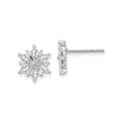 Sterling Silver Flower Stud Earrings with Marquise and Round Cubic Zirconia