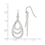 Sterling Silver Dangle Earrings, Layered Open Teardrop with Hammered and Polished Textures