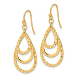 Sterling Silver Triple Teardrop Dangle Earrings, Textured and Polished Geometric Design