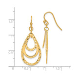 Sterling Silver Triple Teardrop Dangle Earrings, Textured and Polished Geometric Design