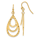 Sterling Silver Triple Teardrop Dangle Earrings, Textured and Polished Geometric Design