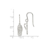 Sterling Silver Dangle Earrings with Cubic Zirconia and Flip Flop Sandal Charms, Beach Vacation Style