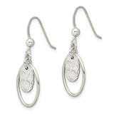 Sterling Silver Dangle Earrings with Open Oval Hoops and Hammered Charms, Modern Minimalist Style