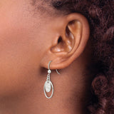 Sterling Silver Dangle Earrings with Open Oval Hoops and Hammered Charms, Modern Minimalist Style