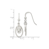 Sterling Silver Dangle Earrings with Open Oval Hoops and Hammered Charms, Modern Minimalist Style