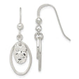 Sterling Silver Dangle Earrings with Open Oval Hoops and Hammered Charms, Modern Minimalist Style