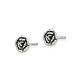 Sterling Silver Rose Stud Earrings, Realistic Floral Design, Botanical Style