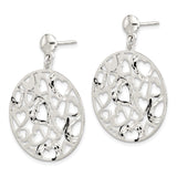 Sterling Silver Dangle Earrings with Openwork Round Disc and Cutout Hearts Design