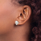 Sterling Silver Pearl Stud Earrings with Cubic Zirconia Cluster Design for Women