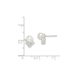 Sterling Silver Pearl Stud Earrings with Cubic Zirconia Cluster Design for Women