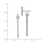 Sterling Silver Drop Earrings with Cubic Zirconia, Vertical Bar Dangle Minimalist Style