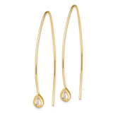 Sterling Silver Threader Earrings with Cubic Zirconia, Teardrop Long Dangle Style for Women