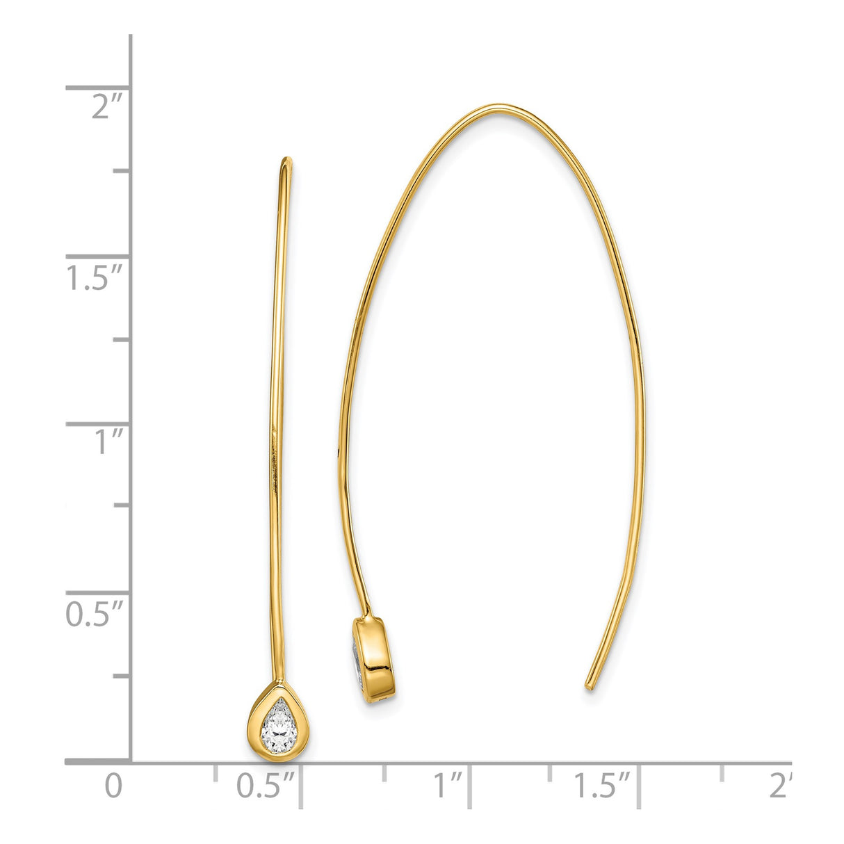 Sterling Silver Threader Earrings with Cubic Zirconia, Teardrop Long Dangle Style for Women