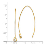 Sterling Silver Threader Earrings with Cubic Zirconia, Teardrop Long Dangle Style for Women