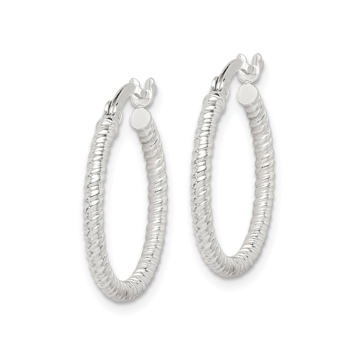 Sterling Silver Hoop Earrings, Twisted Rope Design, Classic Lightweight Round Hoops for Women