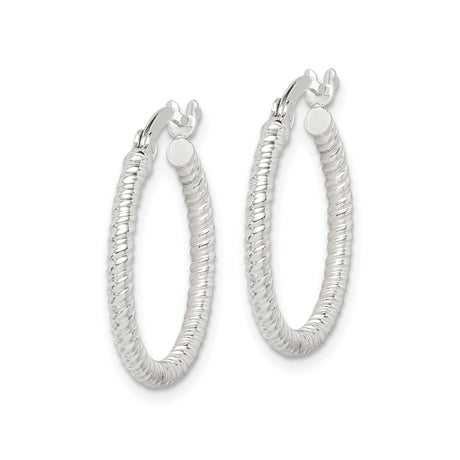 Sterling Silver Hoop Earrings, Twisted Rope Design, Classic Lightweight Round Hoops for Women