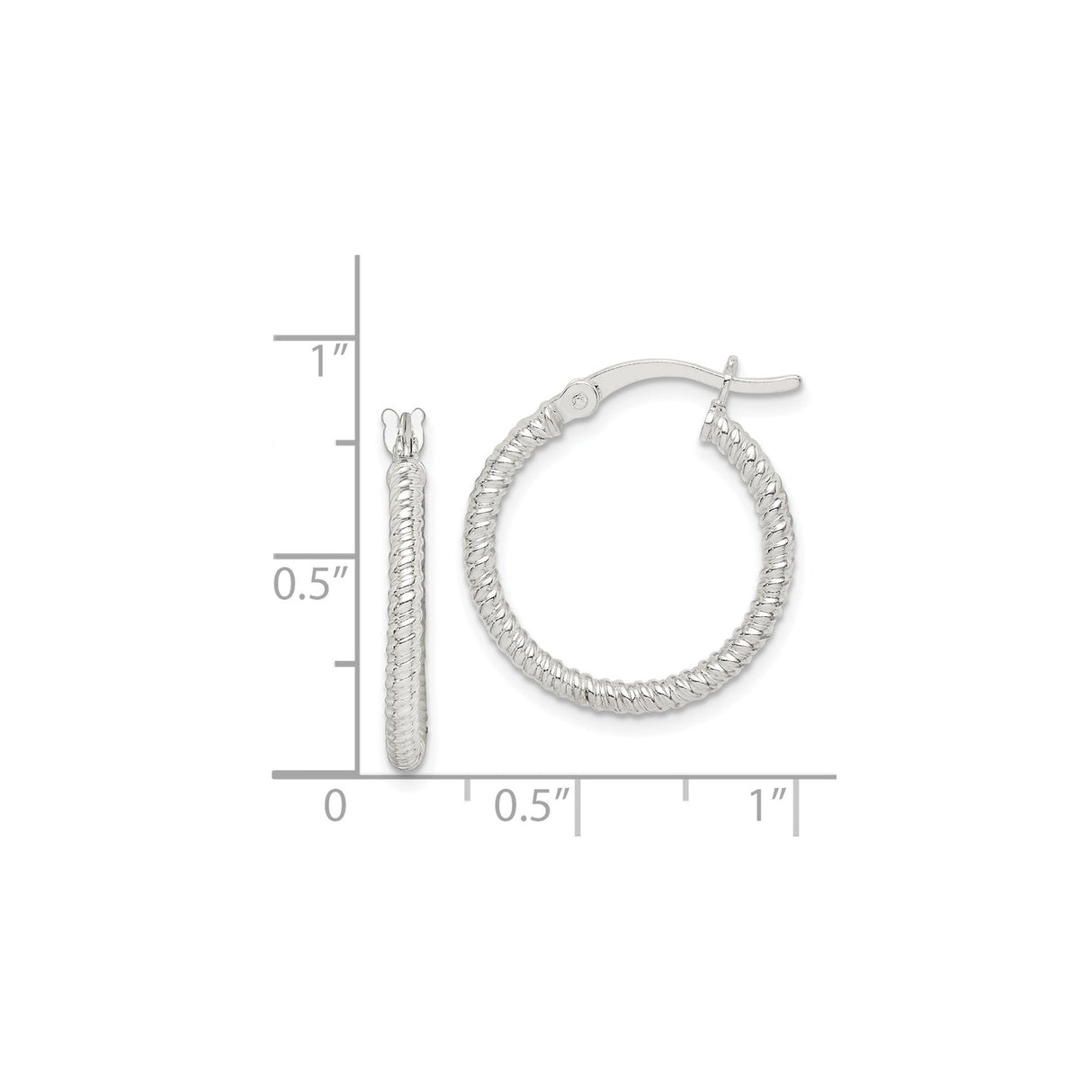 Sterling Silver Hoop Earrings, Twisted Rope Design, Classic Lightweight Round Hoops for Women