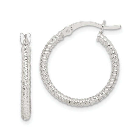 Sterling Silver Hoop Earrings, Twisted Rope Design, Classic Lightweight Round Hoops for Women