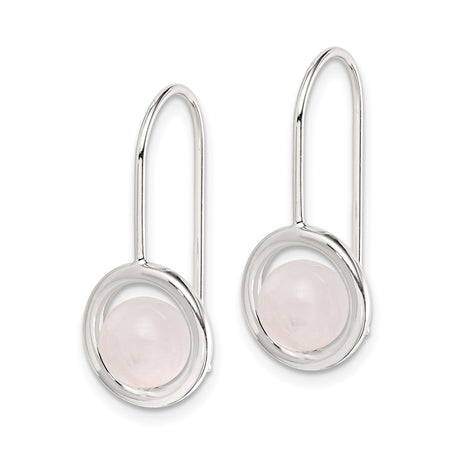 Sterling Silver Dangle Earrings with Chalcedony, Minimalist Circle Design for Women