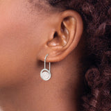 Sterling Silver Dangle Earrings with Chalcedony, Minimalist Circle Design for Women
