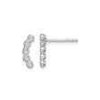 Sterling Silver Curved Bar Stud Earrings with Five Bezel Set Cubic Zirconia Stones, Minimalist Design