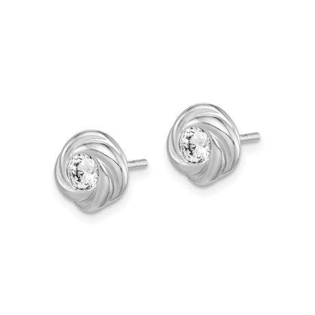 Sterling Silver Love Knot Stud Earrings With Cubic Zirconia