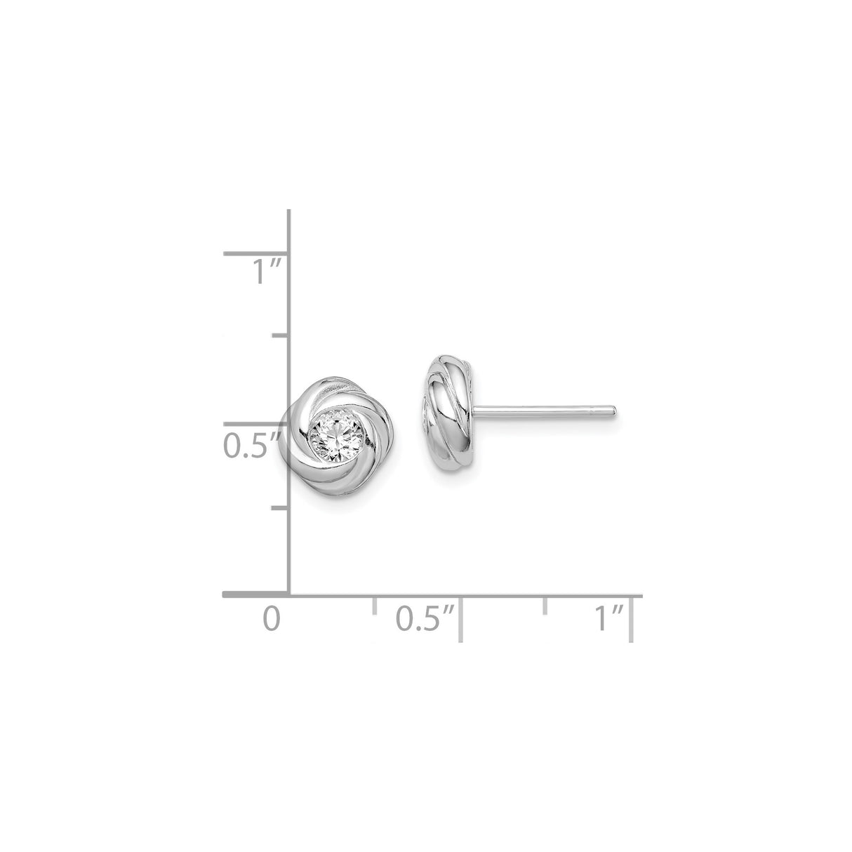 Sterling Silver Love Knot Stud Earrings With Cubic Zirconia
