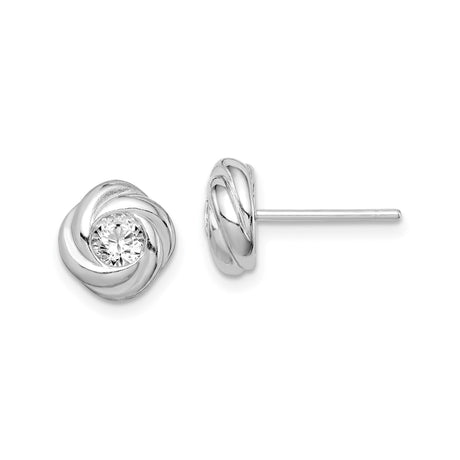 Sterling Silver Knot Stud Earrings for Women with Round Cubic Zirconia, Twisted Love Knot Design Symbolizing Unity and Eternal Love, Elegant Minimalist Jewelry for Everyday or Formal Wear