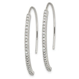 Sterling Silver Threader Earrings with Cubic Zirconia Accents, Curved Linear Minimalist Design