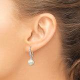 Sterling Silver Dangle Earrings with White Freshwater Cultured Pearls and Cubic Zirconia Accents