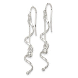 Sterling Silver Spiral Drop Earrings with Polished Bead, Modern Minimalist Dangle Design