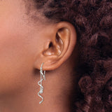 Sterling Silver Spiral Drop Earrings with Polished Bead, Modern Minimalist Dangle Design