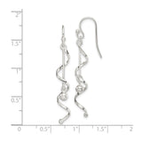 Sterling Silver Spiral Drop Earrings with Polished Bead, Modern Minimalist Dangle Design