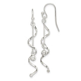 Sterling Silver Spiral Drop Earrings with Polished Bead, Modern Minimalist Dangle Design