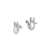 Sterling Silver Cat Silhouette Stud Earrings, Whimsical Feline Design for Women or Girls
