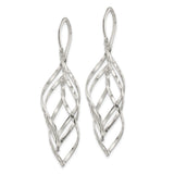 Sterling Silver Dangle Earrings with Twisted Open Leaf Design and Interwoven Wire Detailing