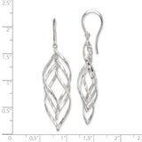 Sterling Silver Dangle Earrings with Twisted Open Leaf Design and Interwoven Wire Detailing