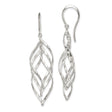 Sterling Silver Dangle Earrings with Twisted Open Leaf Design and Interwoven Wire Detailing