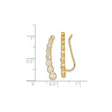 Sterling Silver Ear Climbers with Cubic Zirconia, Gold Plated, Graduated Bezel Set Design