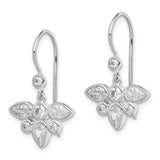 Sterling Silver Dangle Earrings with Teardrop Cubic Zirconia, Floral Cluster Design