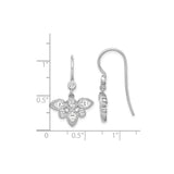 Sterling Silver Dangle Earrings with Teardrop Cubic Zirconia, Floral Cluster Design