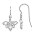 Sterling Silver Dangle Earrings with Teardrop Cubic Zirconia, Floral Cluster Design