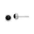 Sterling Silver Stud Earrings with Black Onyx Cabochon in Bezel Setting, Minimalist Design